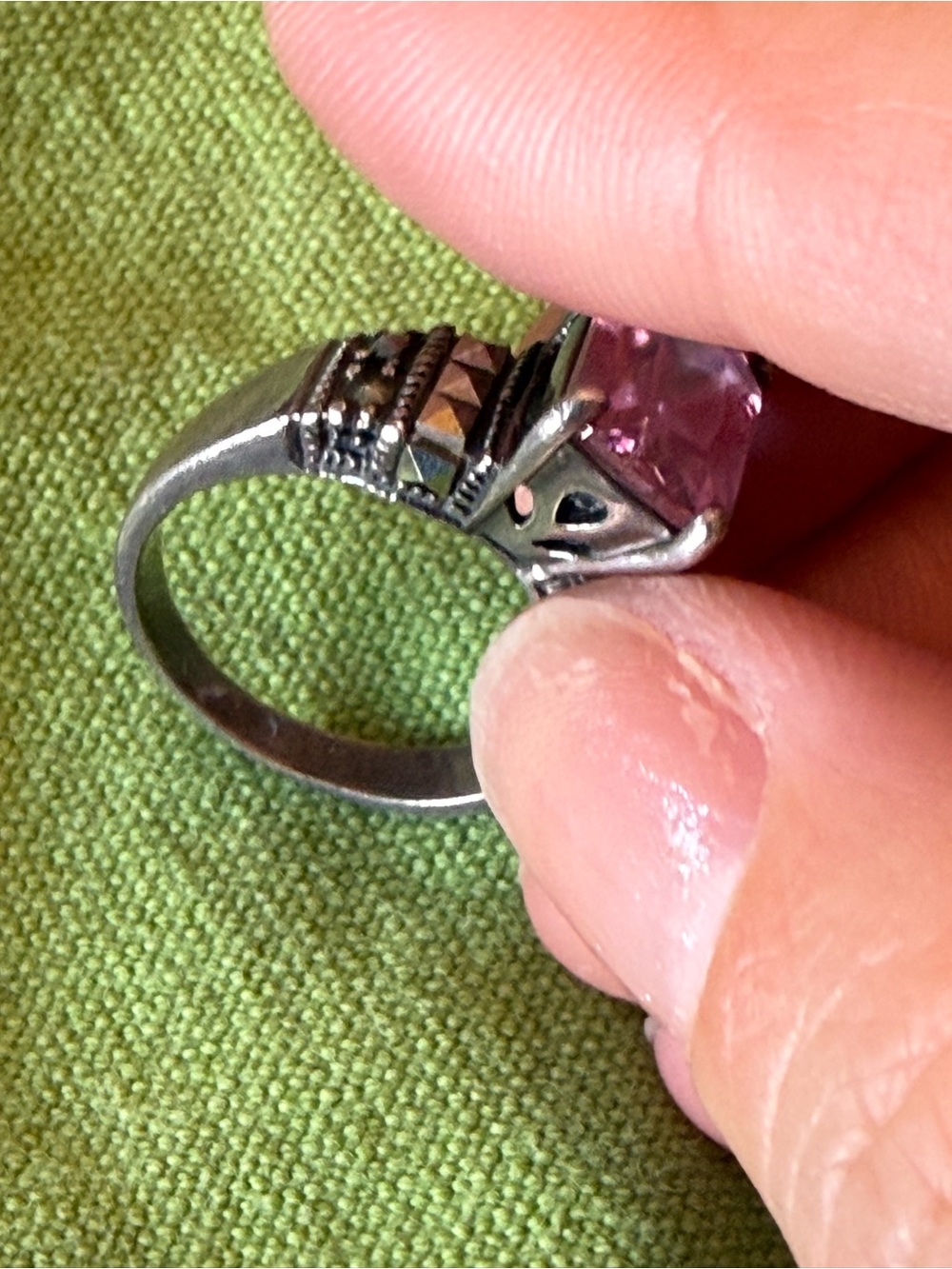 Sterling Silver Pink Gemstone Statement Ring
